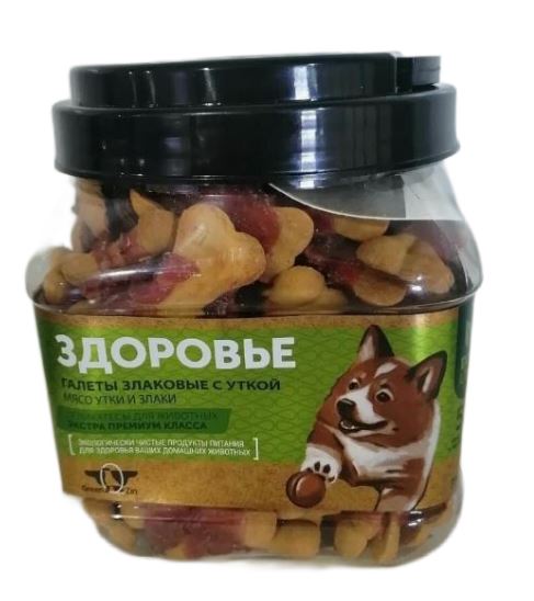 GreenQzin ЗДОРОВЬЕ галеты с уткой (мясо утки и злаки), 750гр 