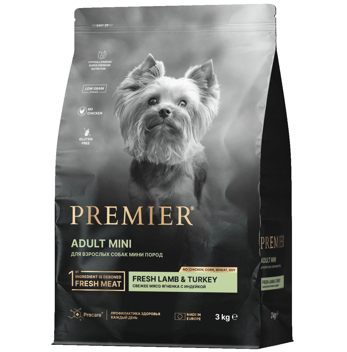 Premier Dog  3кг Lamb&Turkey Adult Mini (свежее мясо ягненка с индейкой для собак мелких пород) 