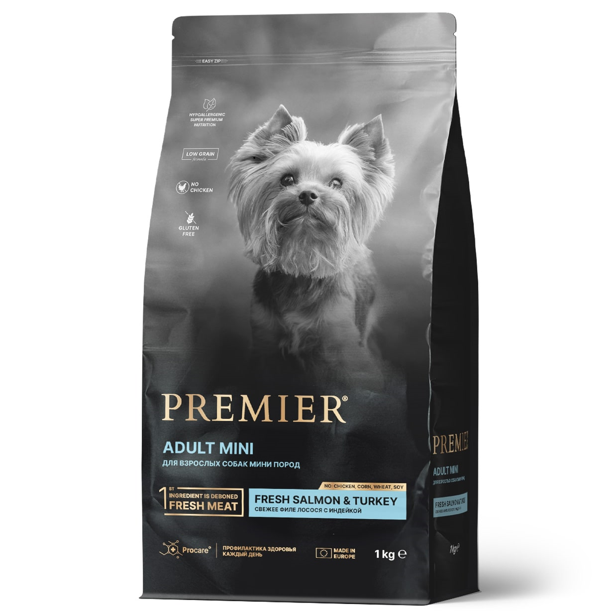 Premier Dog  1кг Salmon&Turkey Adult Mini (свежее филе лосося с индейкой для собак мелких пород) 