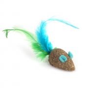 Игрушка д/кошек "Мышка" из кошачьей мяты с пером, 4,5см  CT18104