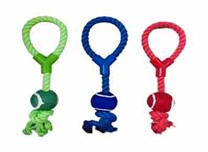 Веревочная игрушка с теннисным мячом д/животных цвет в ассорт. 49см, 335гр HLTP350