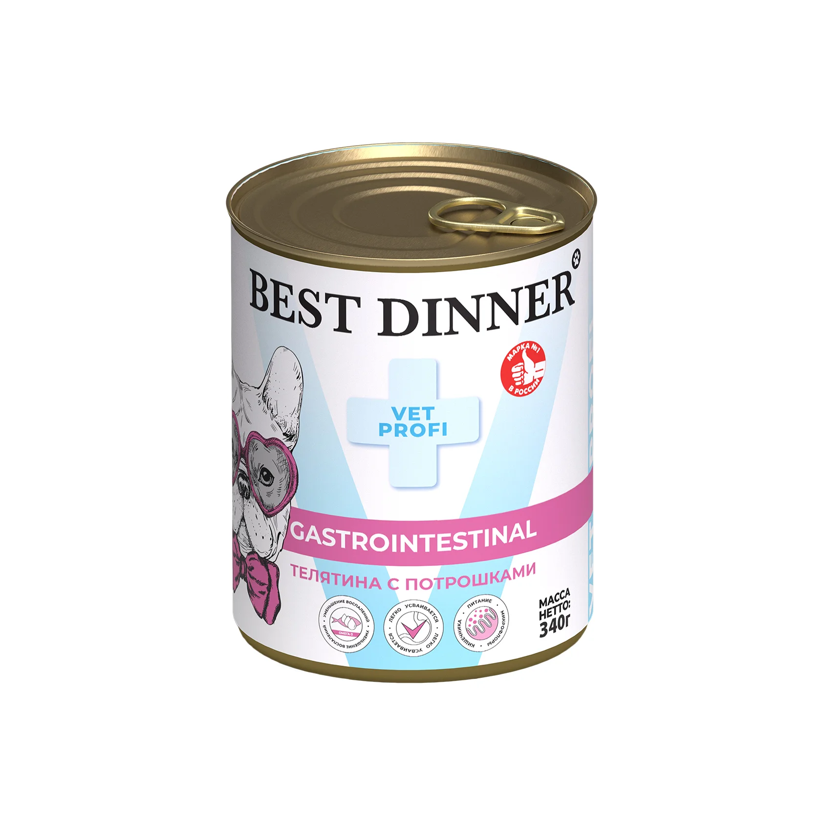 Консервы Best Dinner Exclusive Vet Profi Gastro Intestinal Телятина с потрошками д/собак 340г (7650)