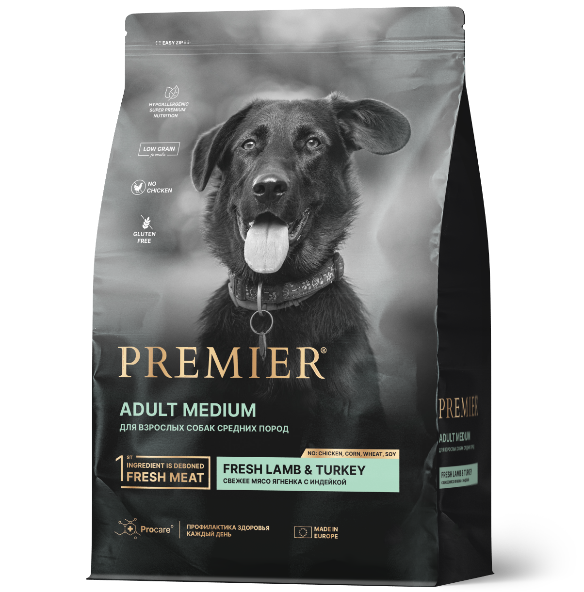 Premier Dog  3кг Lamb&Turkey Adult Medium (свежее мясо ягненка с индейкой для собак средних пород) 