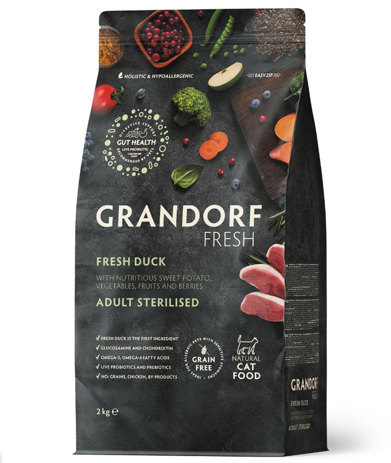 GRANDORF Fresh 2кг Cat STERILISED Duck&Sweet Potato (утка с бататом д/стерилизованных кошек)