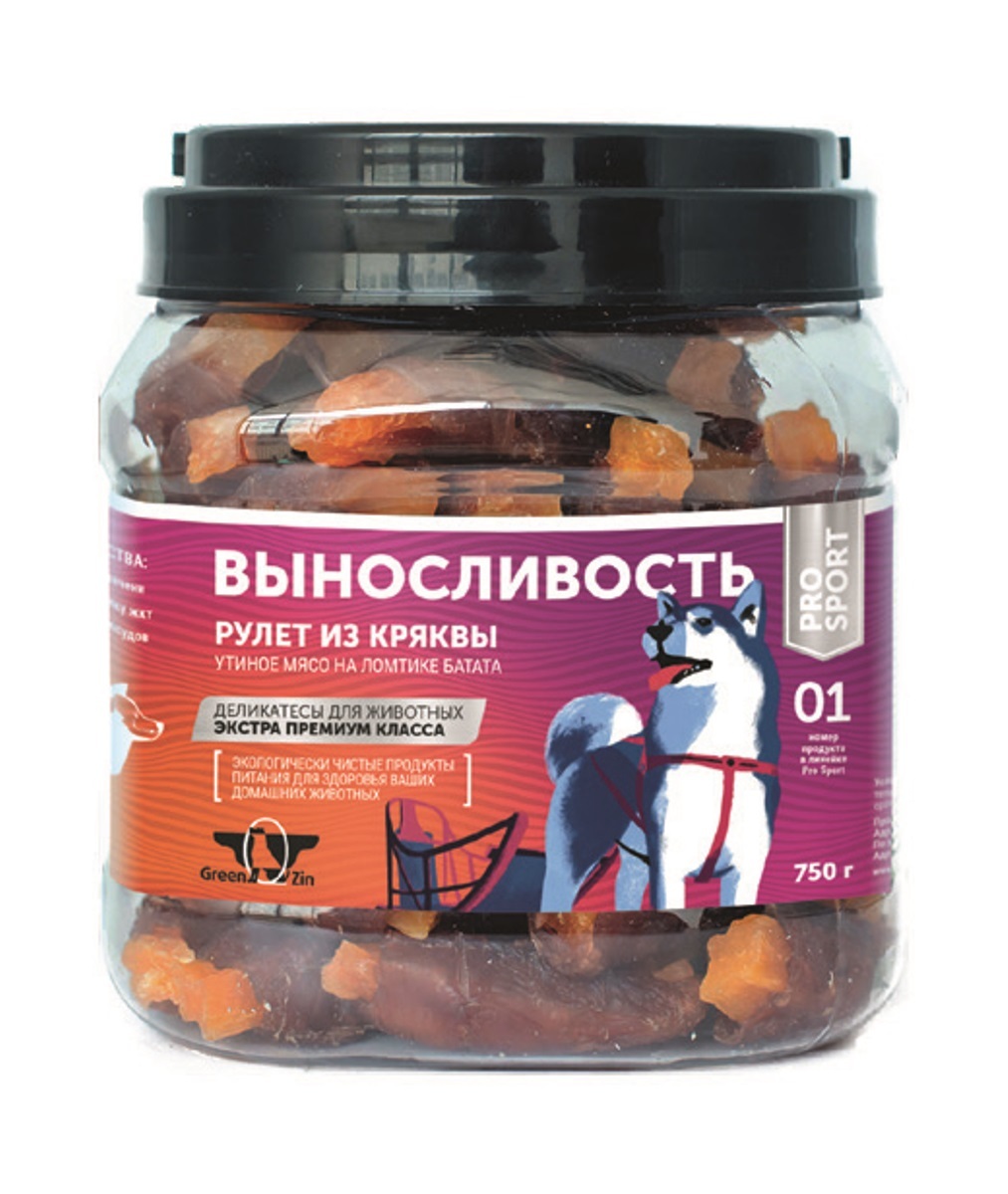 GR.QZIN д/собак ВЫНОСЛИВОСТЬ, утка+батат 750гр