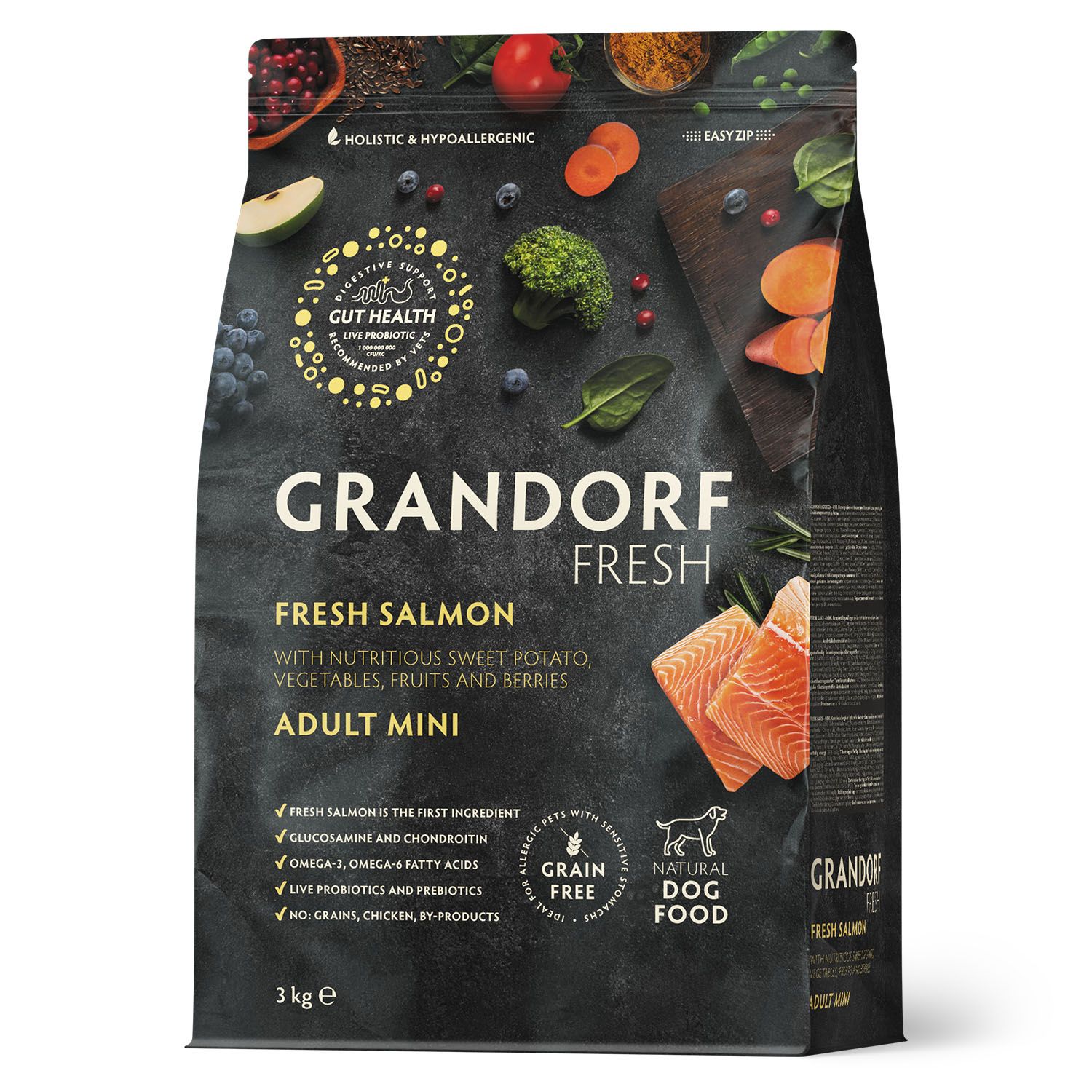 GRANDORF Fresh  3кг Dog Adult MINI Salmon&Potato (филе лосося с бататом для собак мелких пород)
