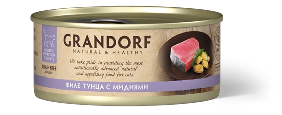 Консервы д/кошек GRANDORF Филе тунца с мидиями 70гр