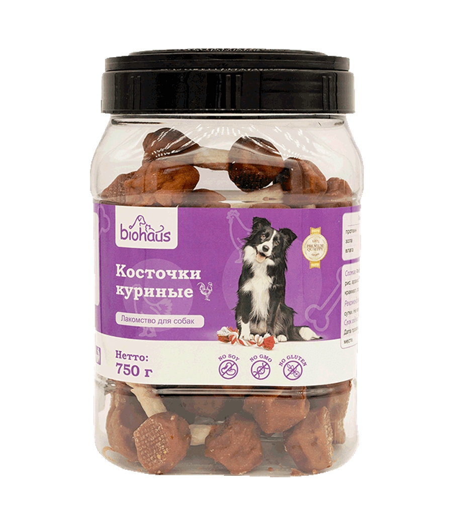 Лакомство для собак "BIOHAUS" Косточки куриные 750 гр