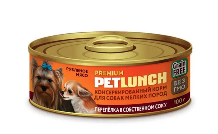 Petlunch 100г д/с рубленое мясо, перепелка в собственном соку (крышка ключ)