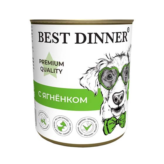 Консервы Best Dinner Premium Quality Меню №1 С Ягненком д/ щенков и юниоров 340г (7601)