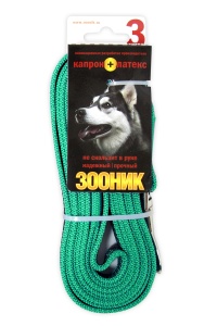 Поводок капроновый с латексной нитью 20мм*3м Зооник, зеленый 06