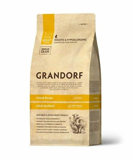 GRANDORF  0,4кг PROBIOTIC Sterilised (4 вида мяса с пробиотиками для стерилизованных кошек)