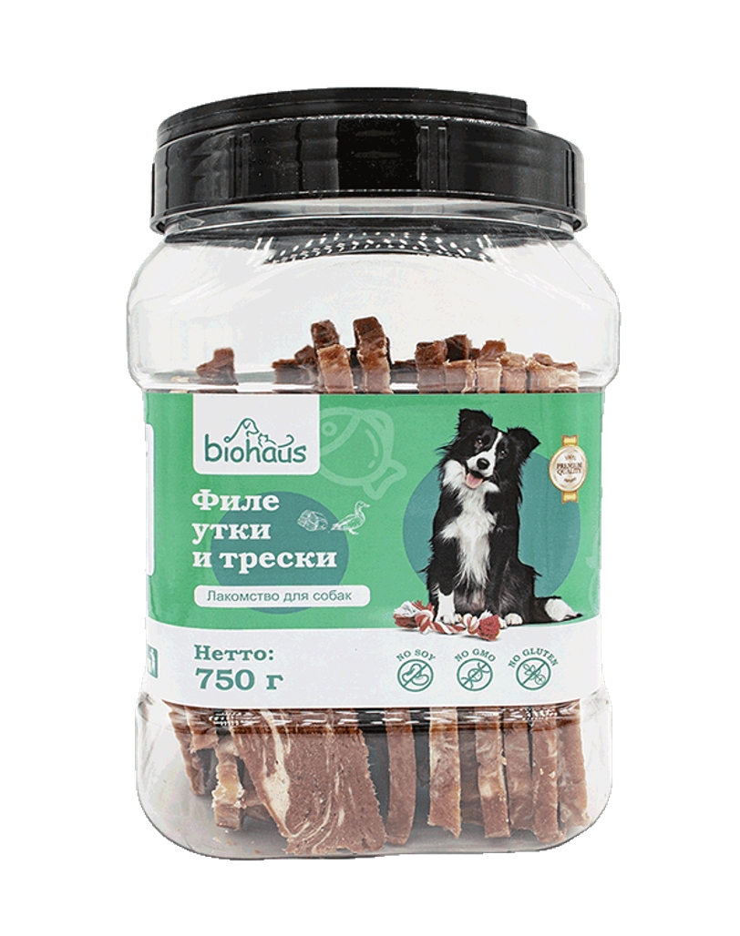 Лакомство для собак "BIOHAUS" Филе утки и трески 750гр.