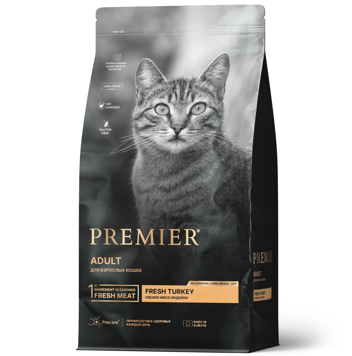Premier Cat 2кг Turkey Adult  (свежее мясо индейки для кошек)