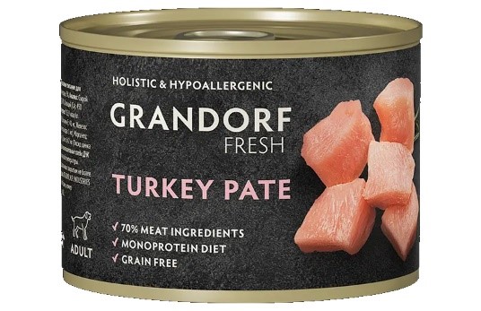 Консервы для собак GRANDORF Fresh Паштет из индейки  200 гр