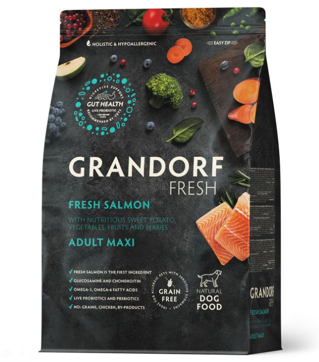 GRANDORF Fresh 10кг Dog Adult MAXI Salmon&Potato (филе лосося с бататом для собак крупн. пород)
