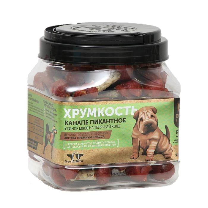 GreenQzin ХРУМКОСТЬ утиное мясо на телячей кожей 750гр