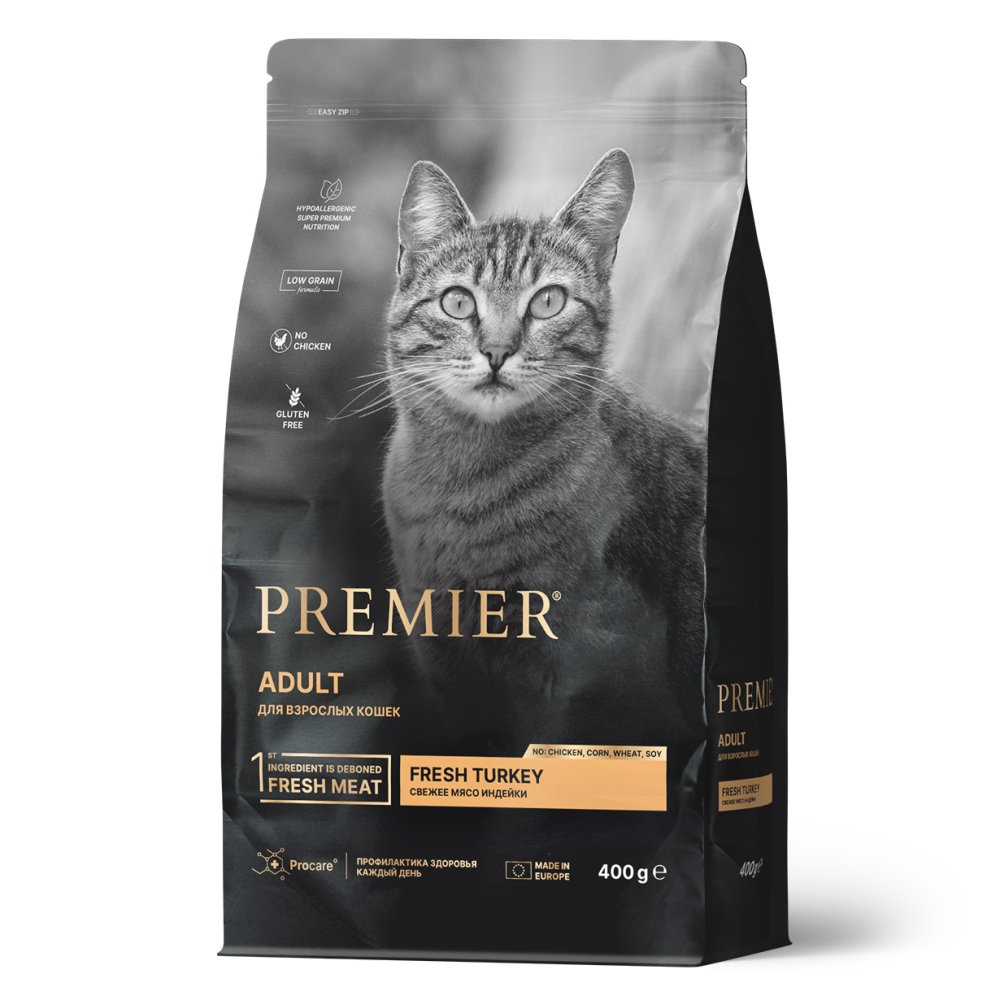 Premier Cat 0.4кг Turkey Adult  (свежее мясо индейки для кошек) 