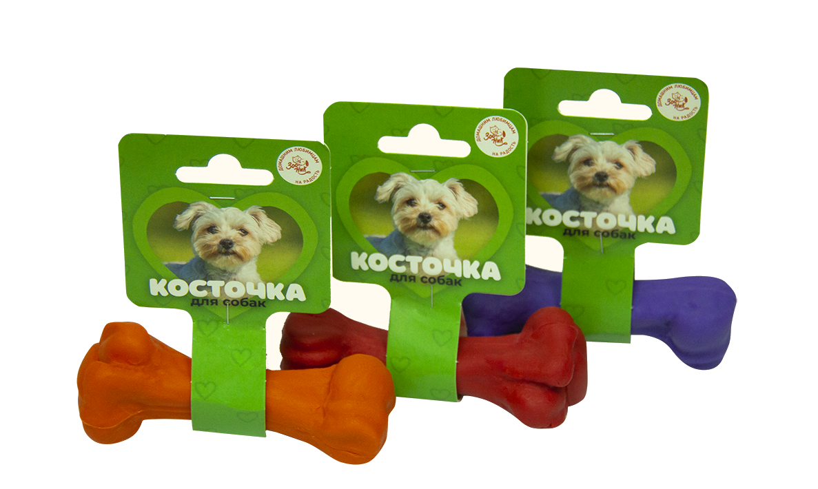Игрушка "Кость литая малая" 11см цвет в ассортименте