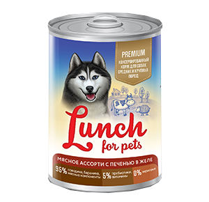 Petlunch 400г д/с мясное ассорти с печенью, кусочки в желе (крышка ключ)