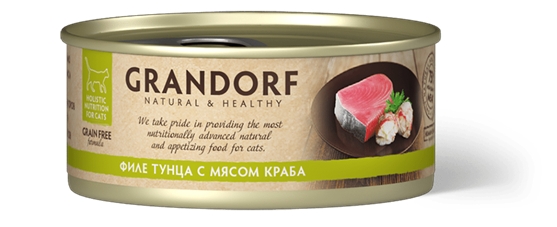 Консервы д/кошек GRANDORF Филе тунца с мясом краба 70гр