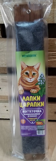 Лапки царапки. Когтеточка ковролиновая угловая малая  с кошачьей мятой