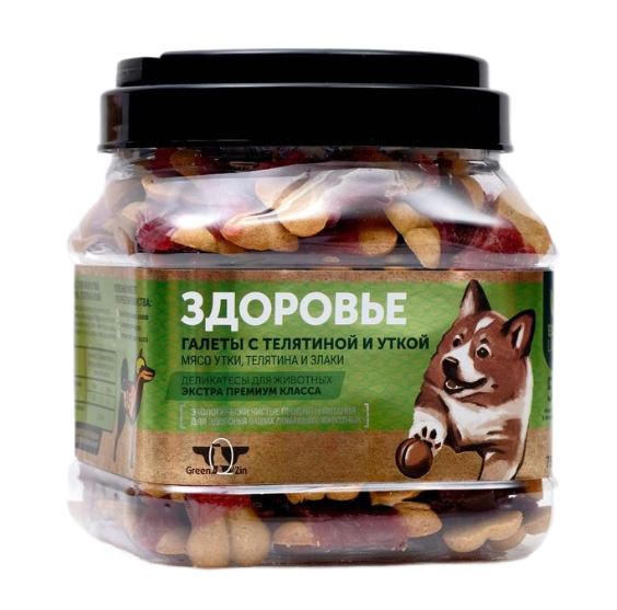 GreenQzin ЗДОРОВЬЕ галеты с телятиной и уткой, 750гр 