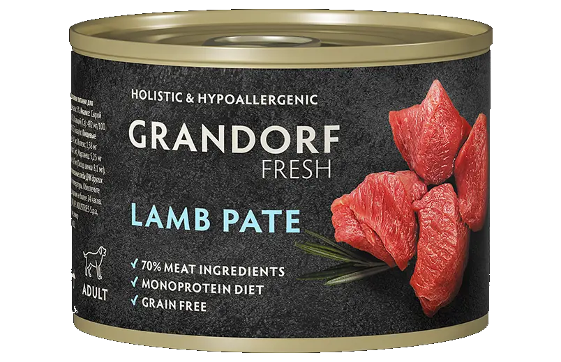Консервы для собак GRANDORF Fresh Паштет из ягненка 200 гр