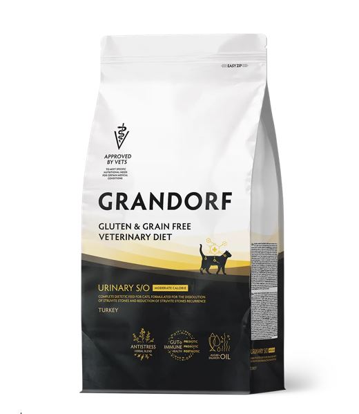 GRANDORF VET 2кг DIET Cat URINARY S/O MOD. CALORIE Turkey(скл. к набору веса, мочекам. болез)Индейка