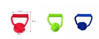 Веревочная игрушка д/животных с пластиковой ручкой цвет в ассорт. 15см, 140гр HLTP204