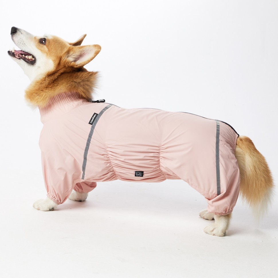 Дождевик LionPets Корги LPK-9125-121 на девочку Цвет: Пудровый Разм 3 (сп 53 шея 30-48см)