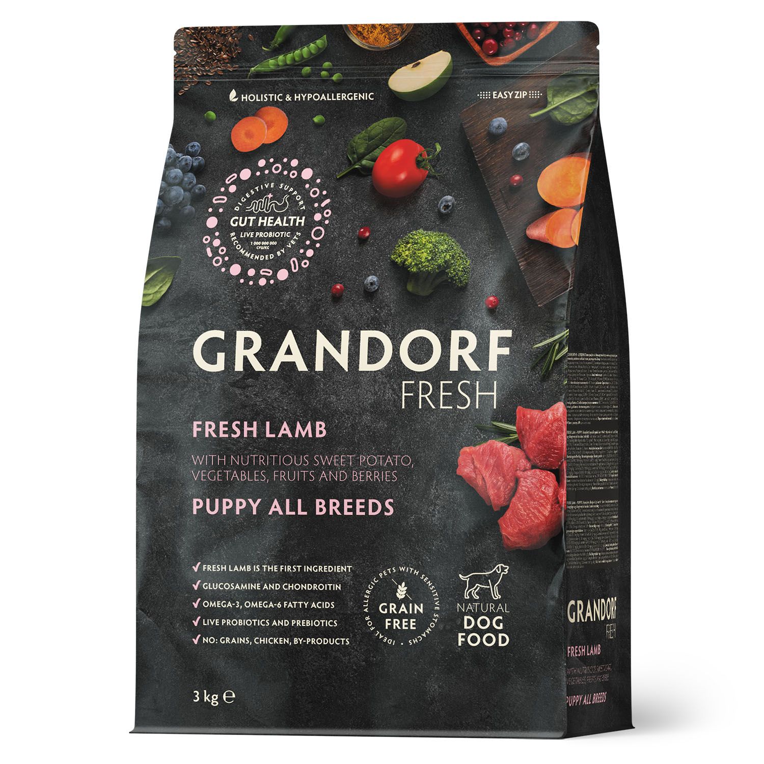 GRANDORF Fresh 3кг Dog PUPPY Lamb&Sweet Potato (Свежее мясо ягненка с бататом для щенков)