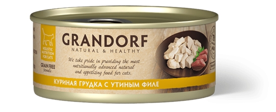Консервы д/кошек GRANDORF Куриная грудка с утиным филе 70гр