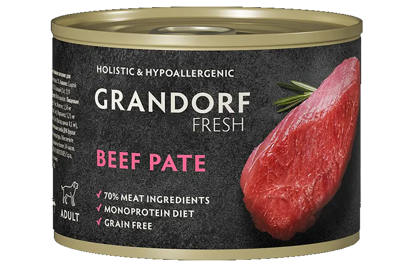 Консервы для собак GRANDORF Fresh Паштет из говядины  200 гр