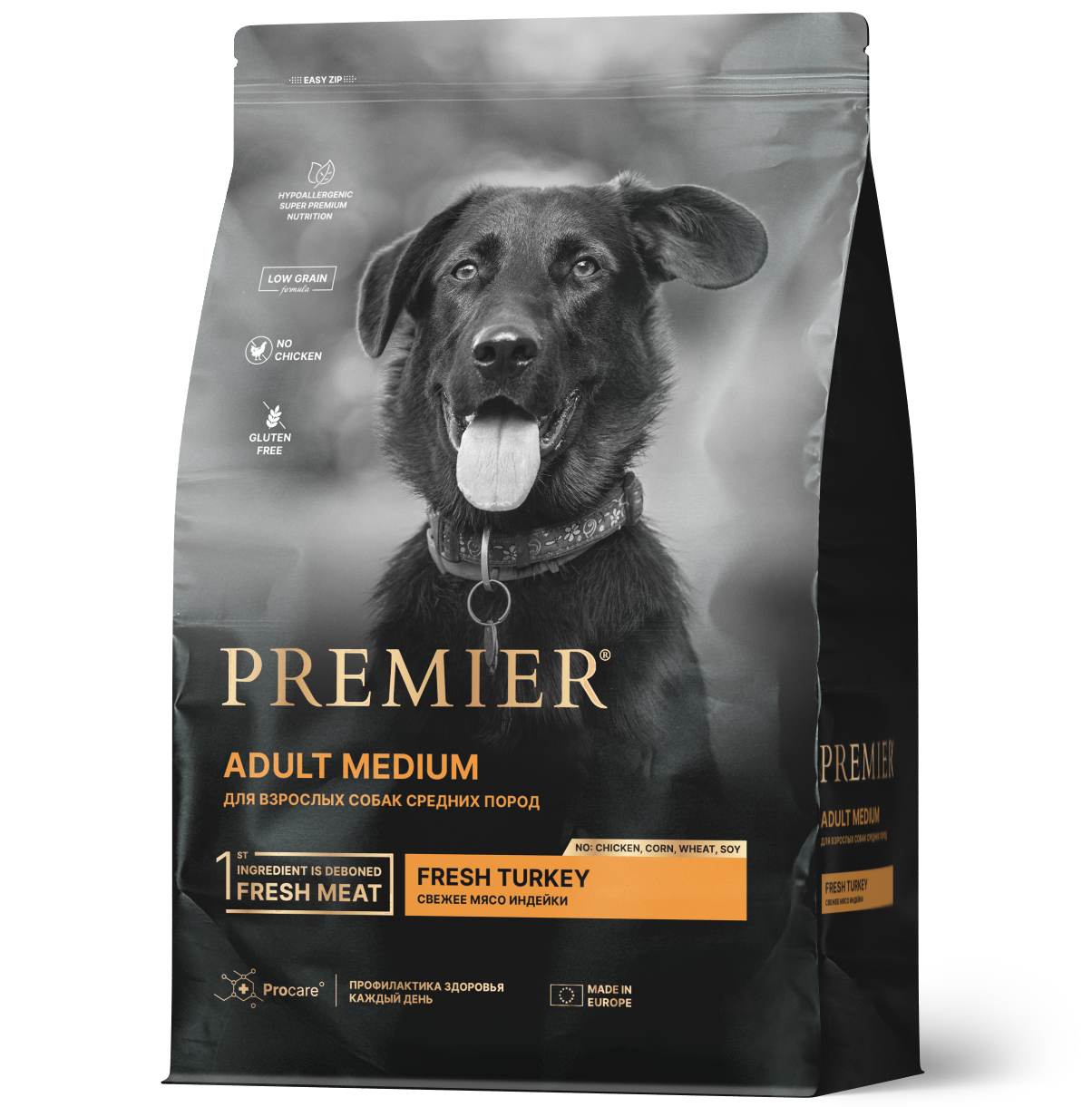 Premier Dog  3кг Turkey Adult Medium (свежее мясо индейки для собак средних пород) 
