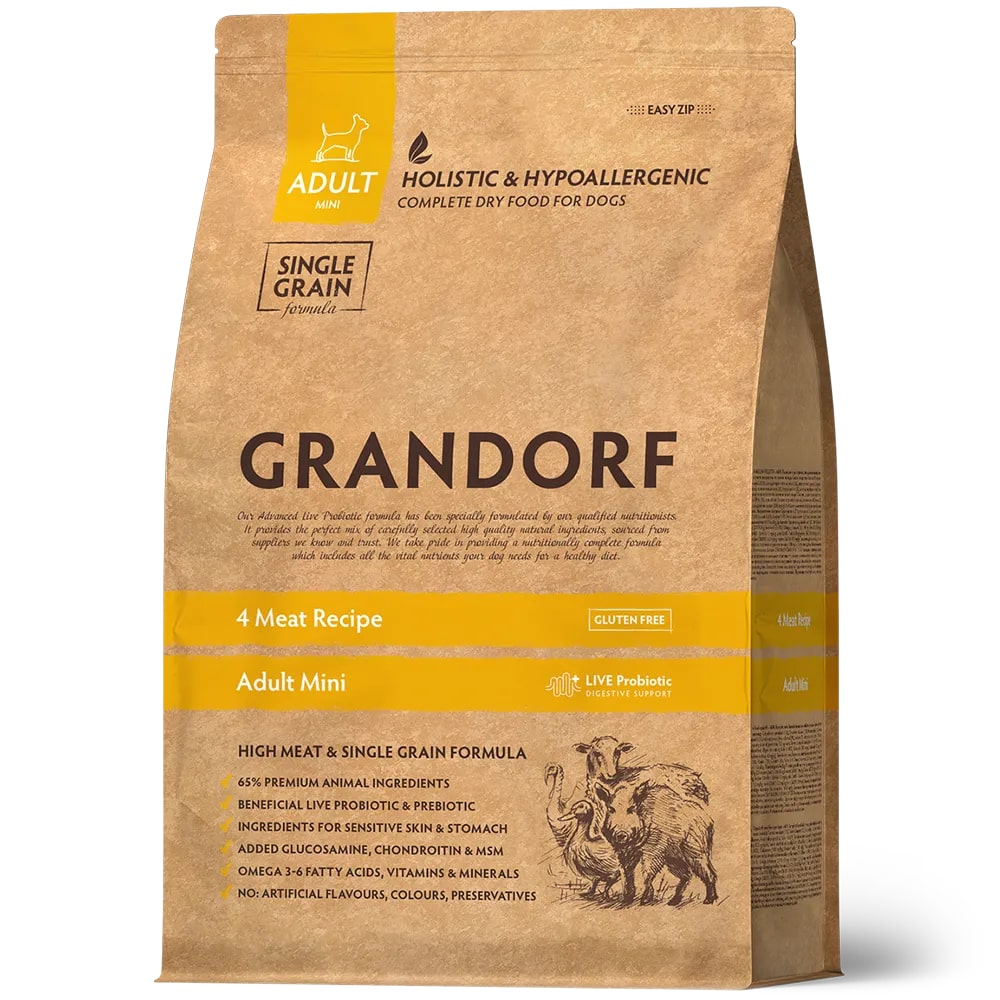 GRANDORF  8кг PROBIOTIC Mini (4 вида мяса для собак мини пород с пробиотиками)