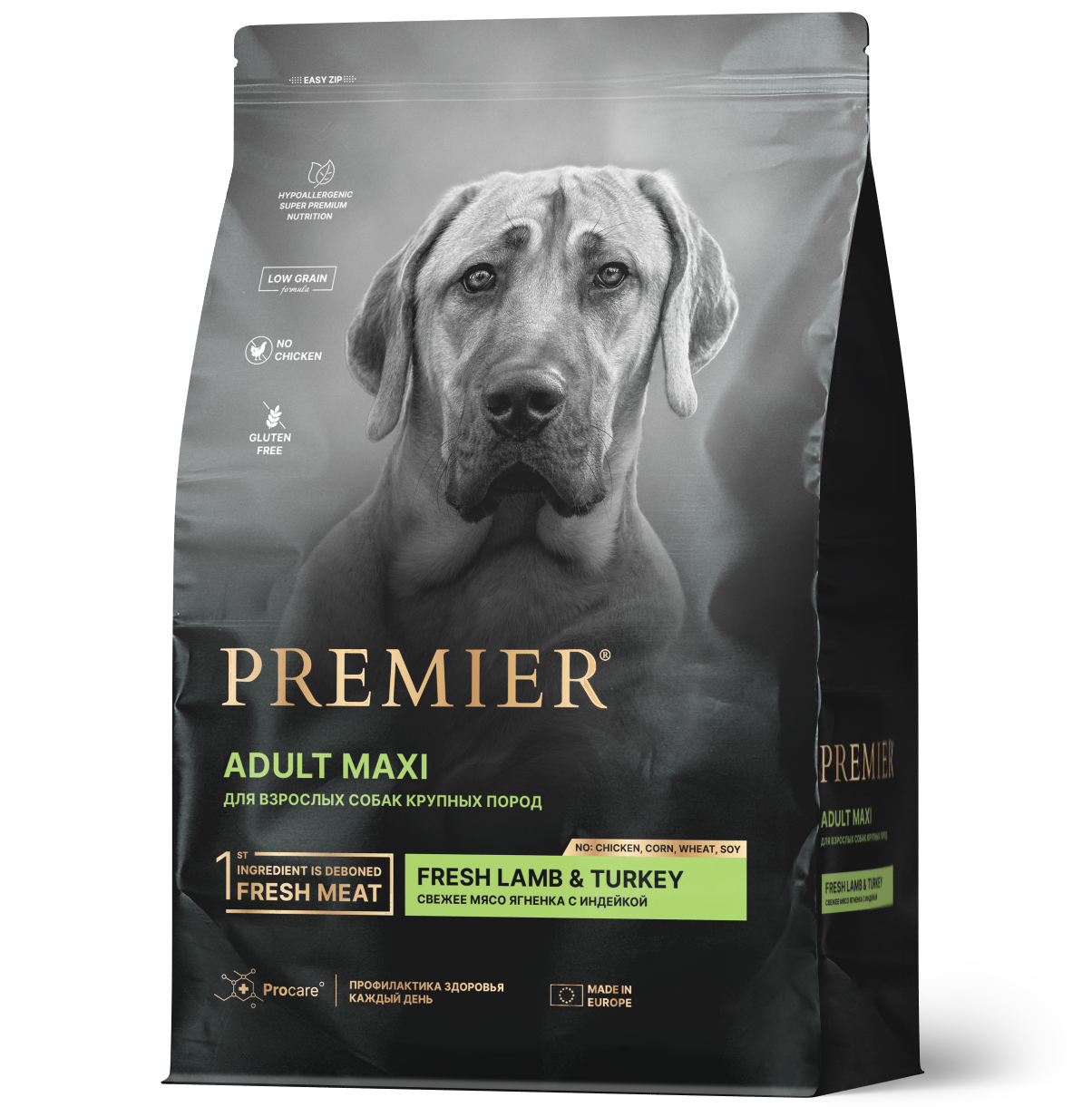 Premier Dog  3кг Lamb&Turkey Adult Maxi (свежее мясо ягненка с индейкой для собак крупных пород) 