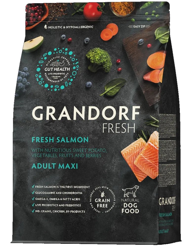 GRANDORF Fresh 10кг Dog Adult MAXI Salmon&Potato (филе лосося с бататом для собак крупн. пород)