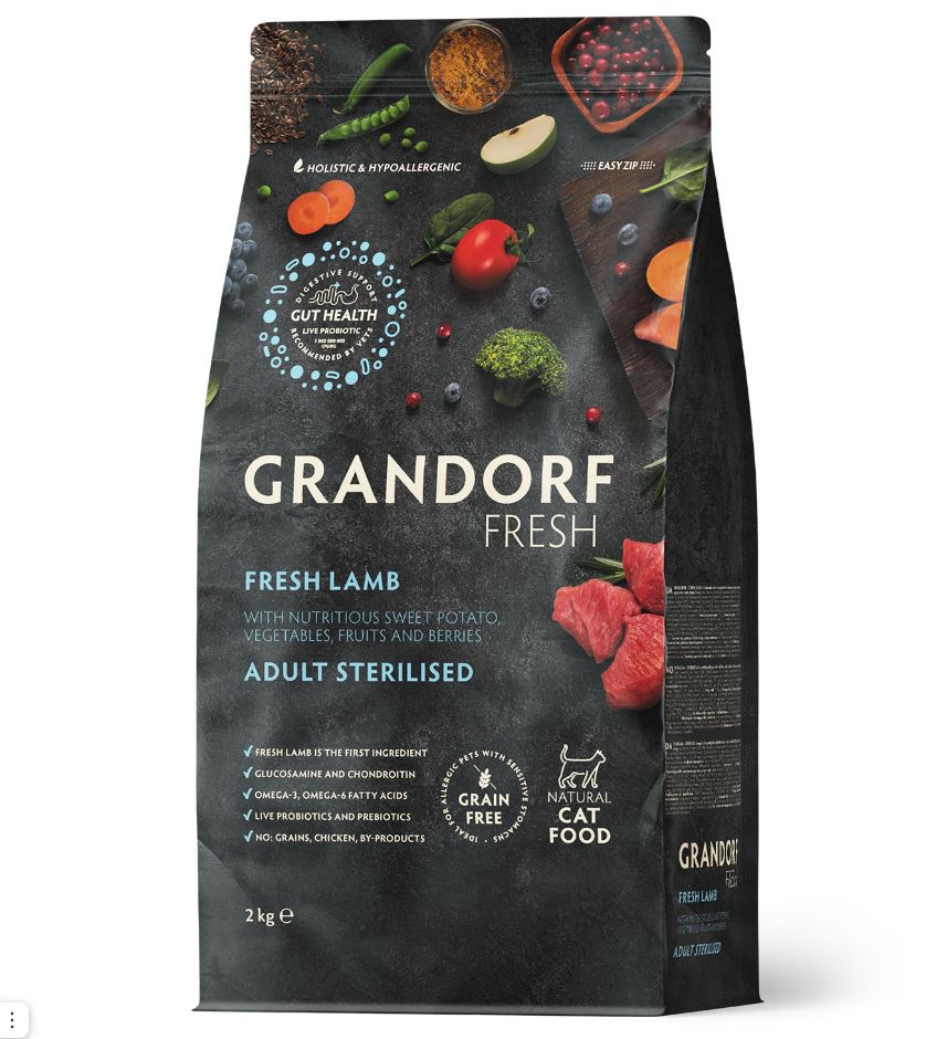 GRANDORF Fresh 2кг Cat STERILISED Lamb&Sweet Potato (ягненок с бататом д/стерилизованных кошек)