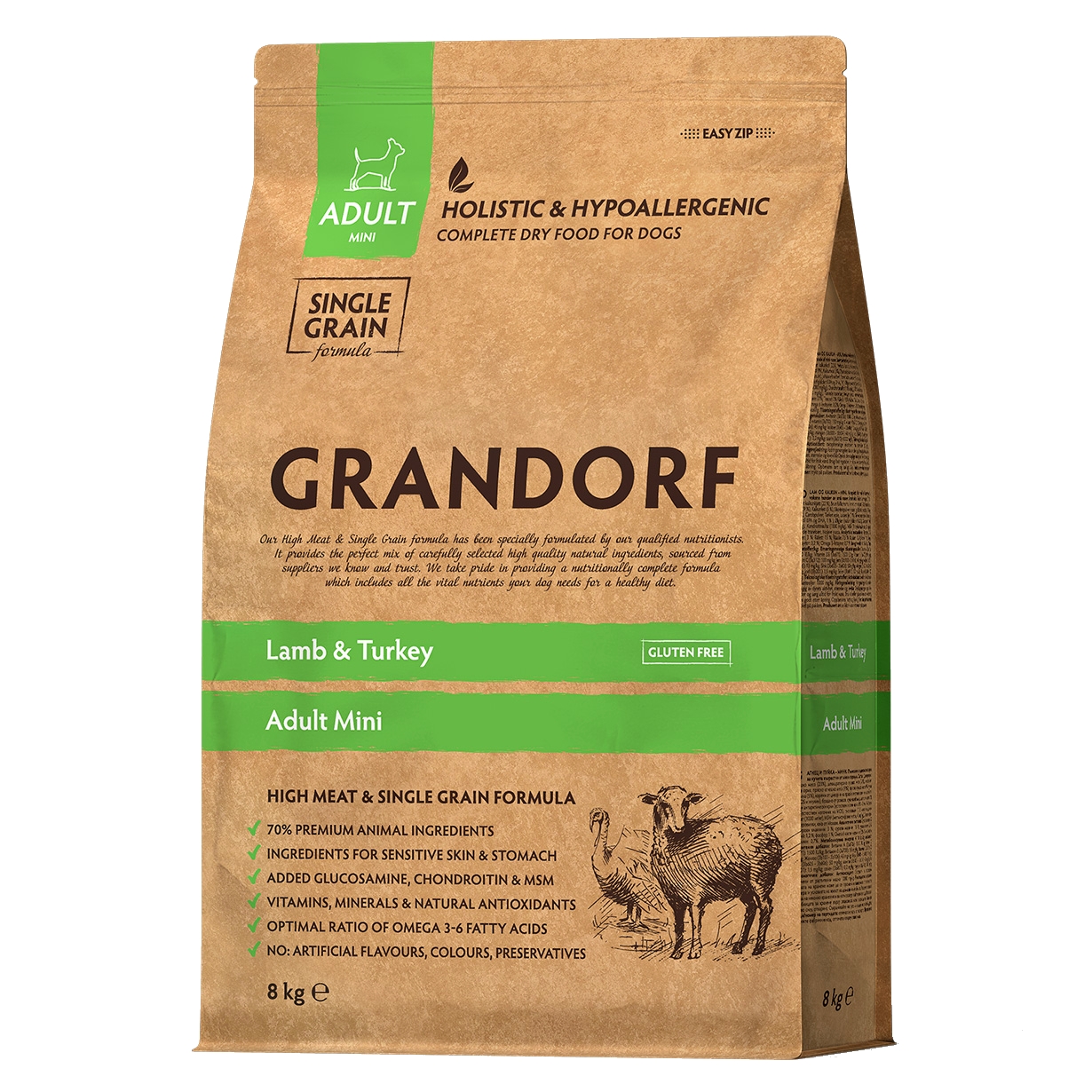 GRANDORF  8кг Lamb&Turkey Mini (ягнёнок с индейкой для собак мини пород) 