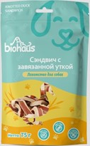 Лакомство для собак "BIOHAUS" Сэндвич с завязанной уткой 75гр