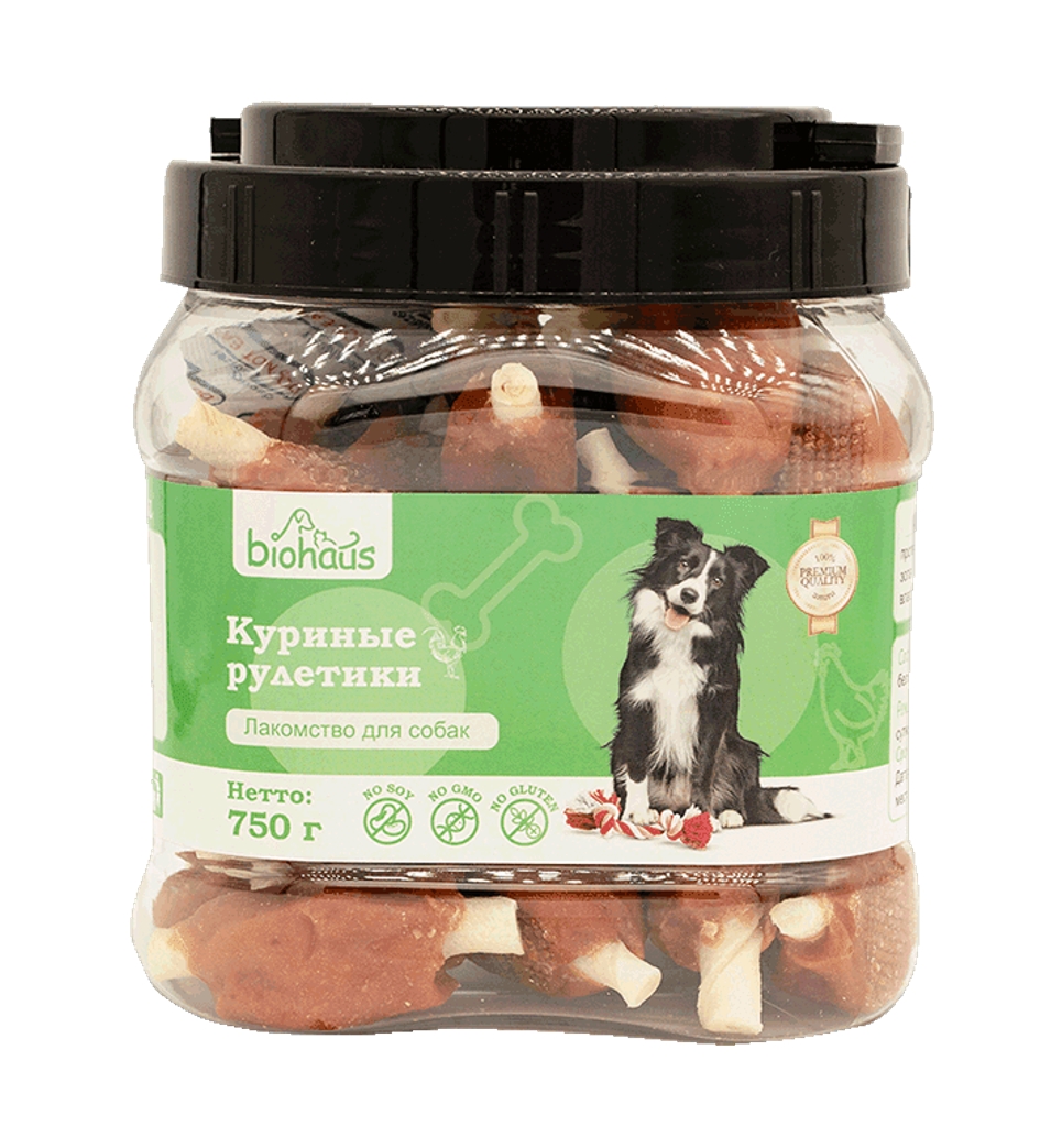 Лакомство для собак "BIOHAUS" Куриные рулетики 750 гр