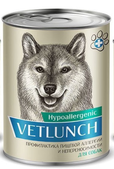 Vetlunch 340 гр Hypoallergenic д/с Профилактика пищевой аллергии и непереносимости