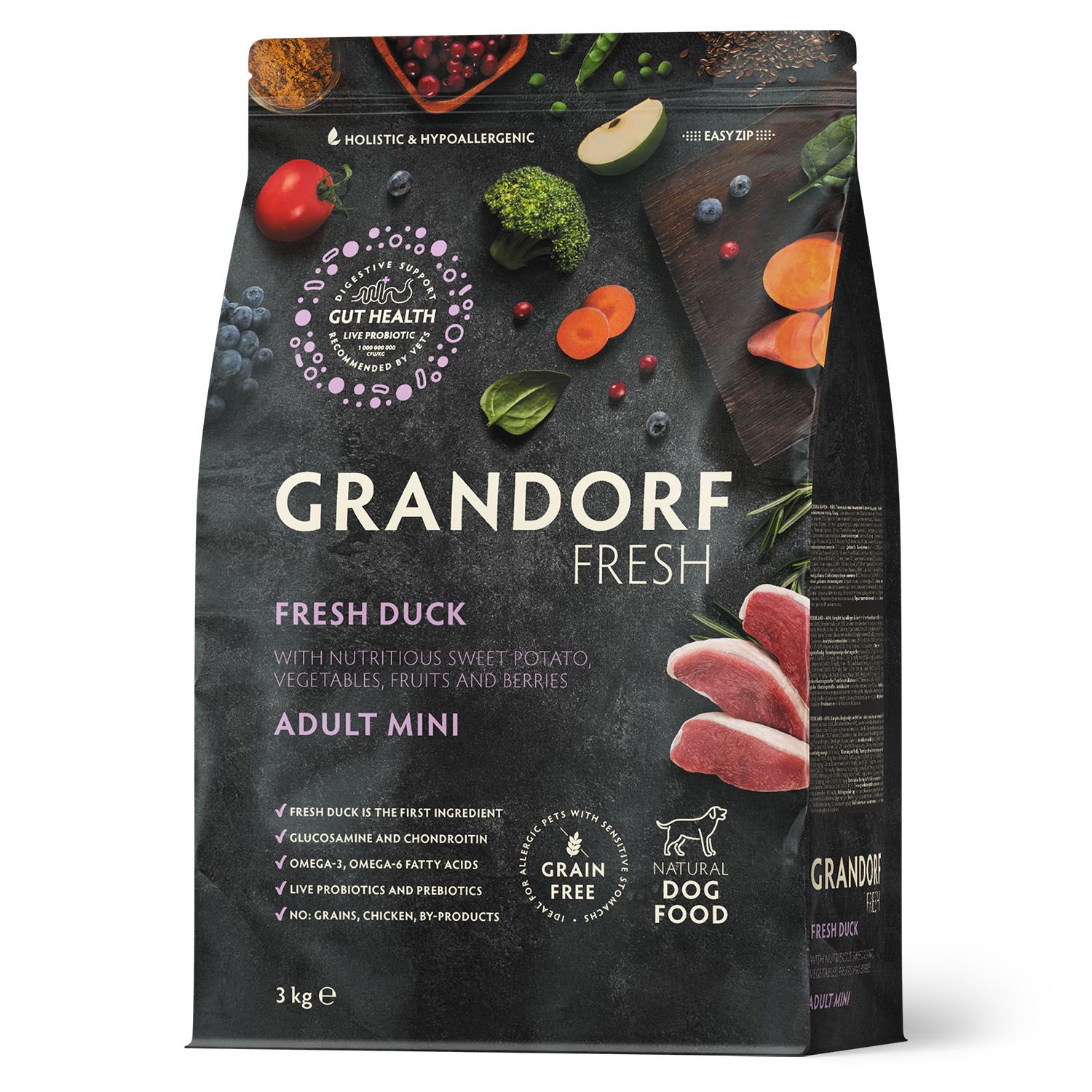 GRANDORF Fresh  3кг Dog Adult MINI Duck&Potato (утка с бататом для собак мелких пород) 