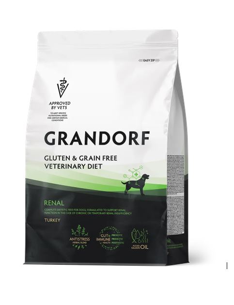 GRANDORF VET 3кг DIET Dog RENAL Turkey (корм д/собак, для поддерж.функций почек при ХБН) Индейка