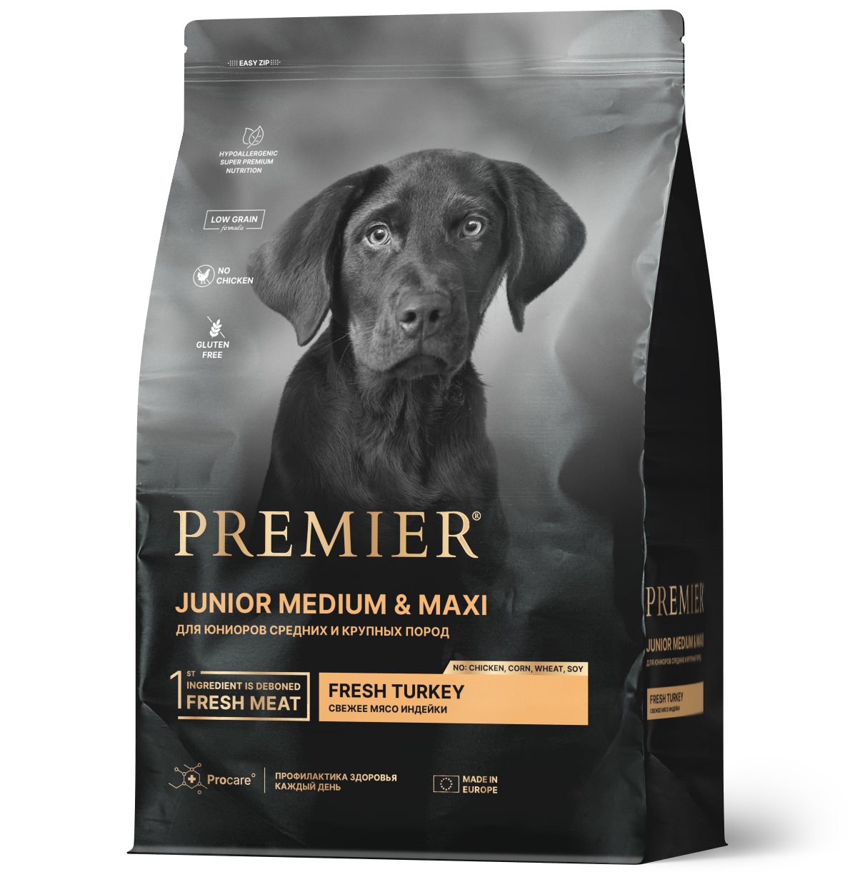 Premier Dog  3кг Turkey JUNIOR Mediumi&Maxi (свежее мясо индейки для юниоров средних/крупных пород)