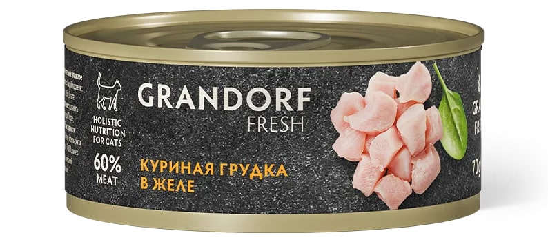 Консервы д/кошек GRANDORF Fresh Куриная грудка в желе 70 гр