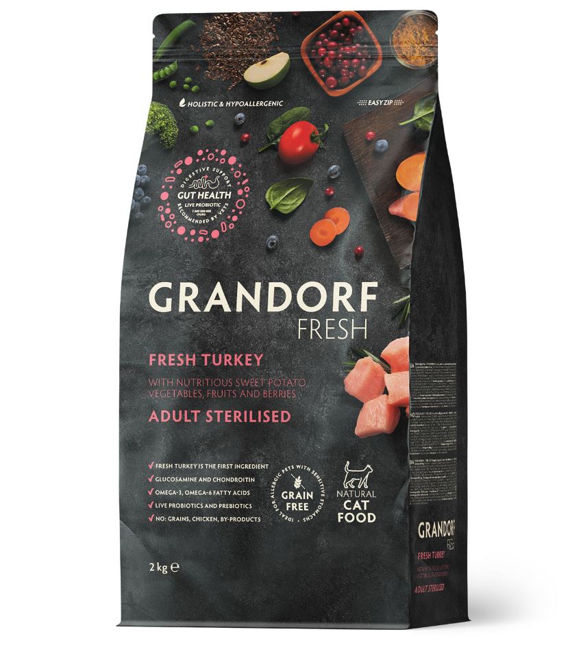 GRANDORF Fresh 2кг Cat STERILISED Turkey&Sweet Potato (индейка с бататом д/стерилизованных кошек)
