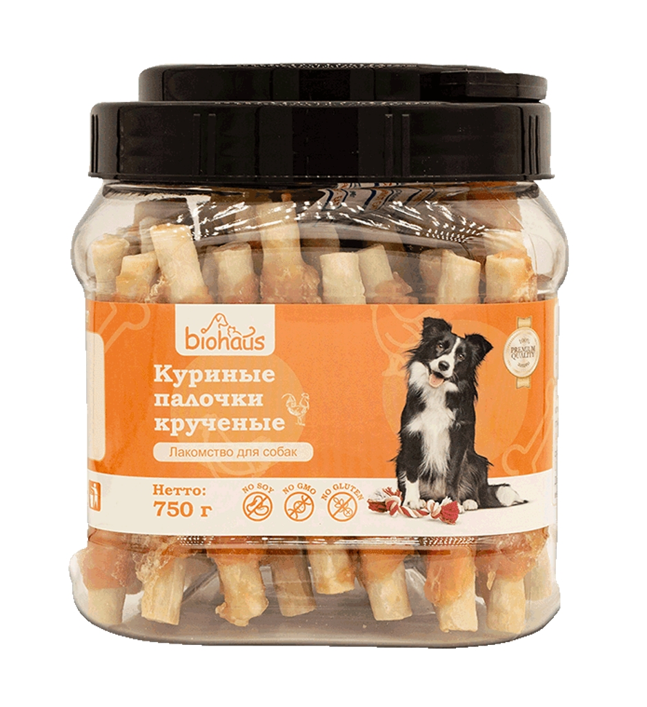 Лакомство для собак "BIOHAUS" Куриные палочки крученые 750 гр