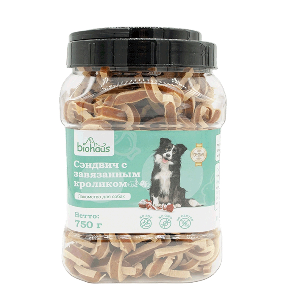 Лакомство для собак "BIOHAUS" Сэндвич с завязанном кроликом 750гр